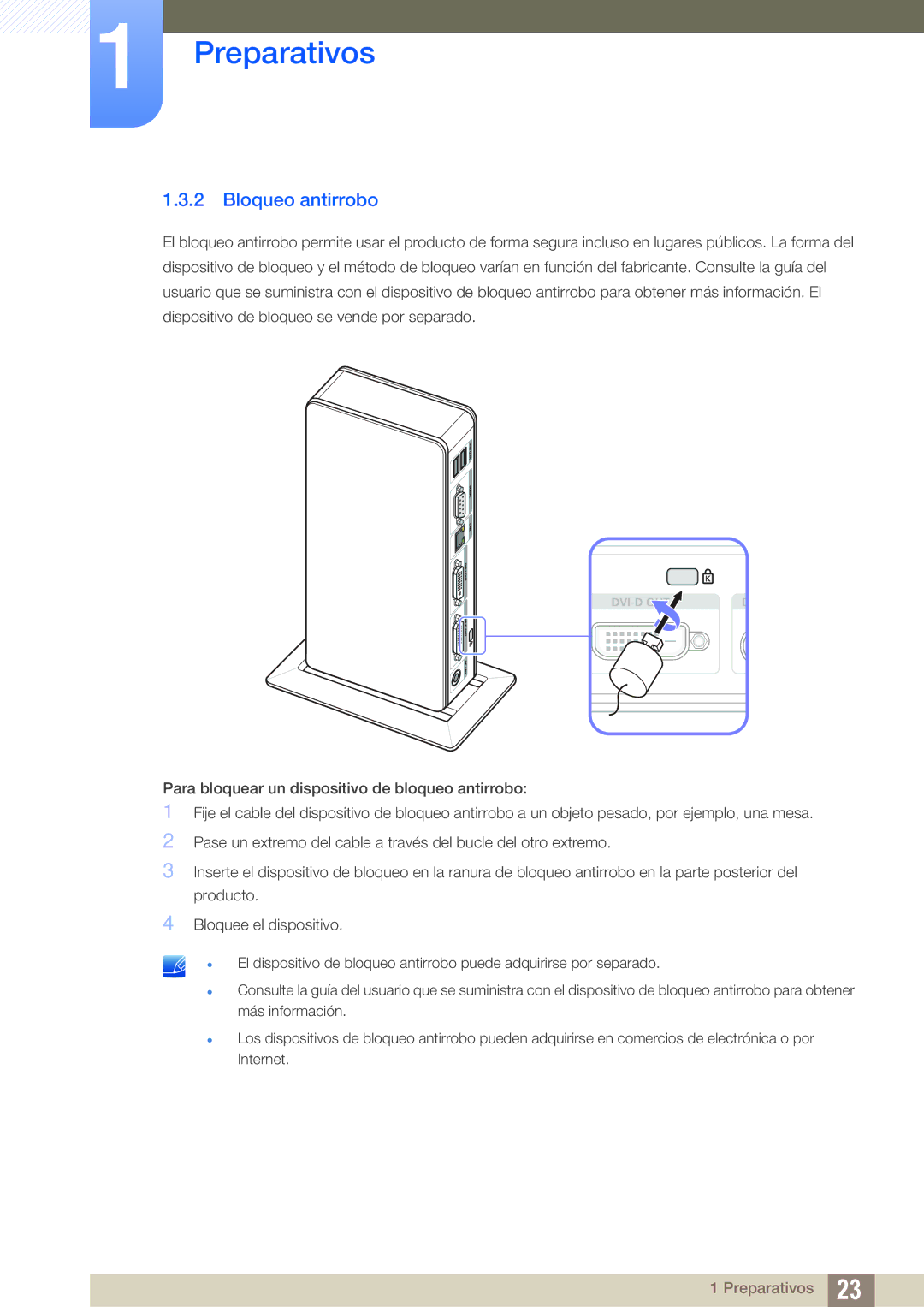 Samsung LF-TXWNF/EN, LF-TXWND/EN manual Bloqueo antirrobo 