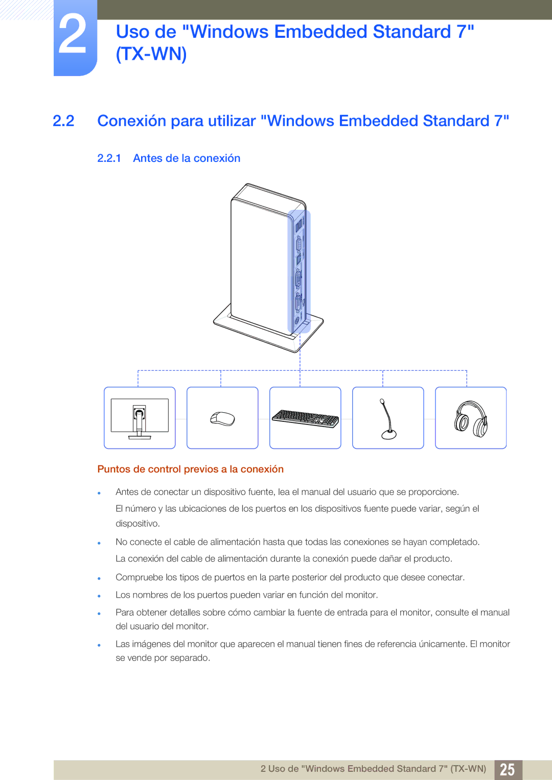 Samsung LF-TXWNF/EN, LF-TXWND/EN manual Conexión para utilizar Windows Embedded Standard, Antes de la conexión 