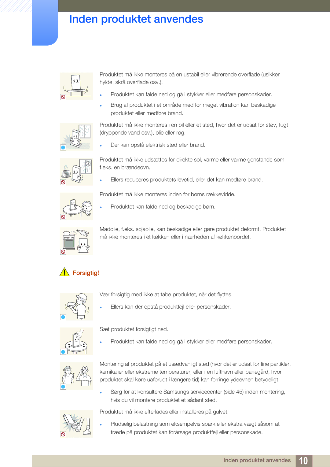 Samsung LF-TXWND/EN, LF-TXWNF/EN manual Der kan opstå elektrisk stød eller brand 