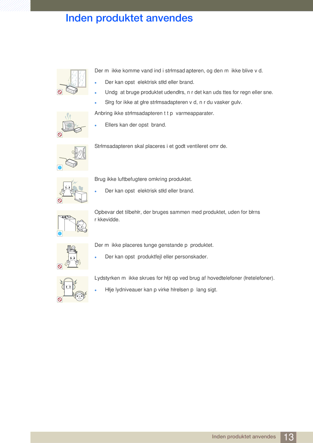 Samsung LF-TXWNF/EN, LF-TXWND/EN manual Inden produktet anvendes 