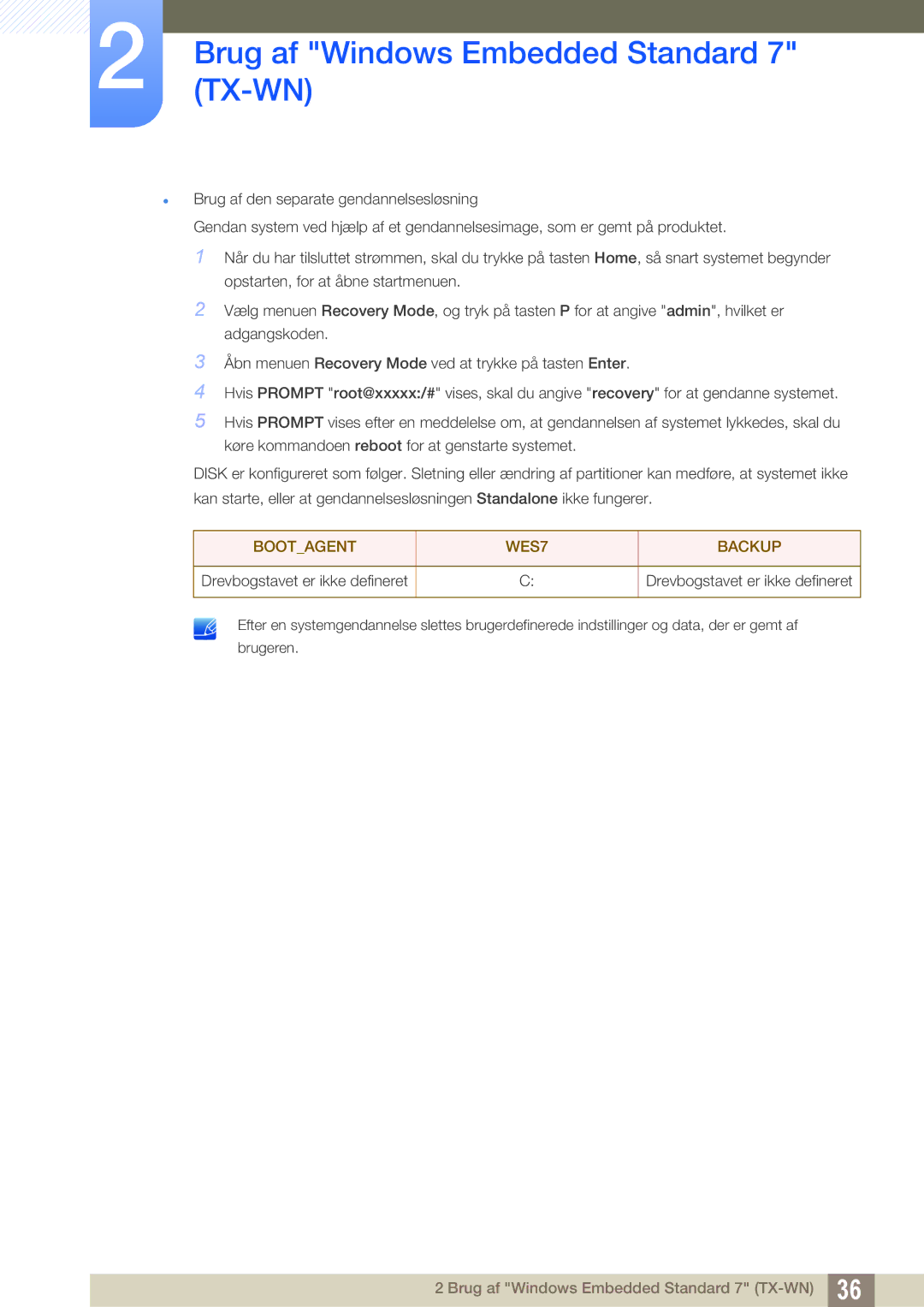 Samsung LF-TXWND/EN, LF-TXWNF/EN manual Bootagent WES7 Backup 