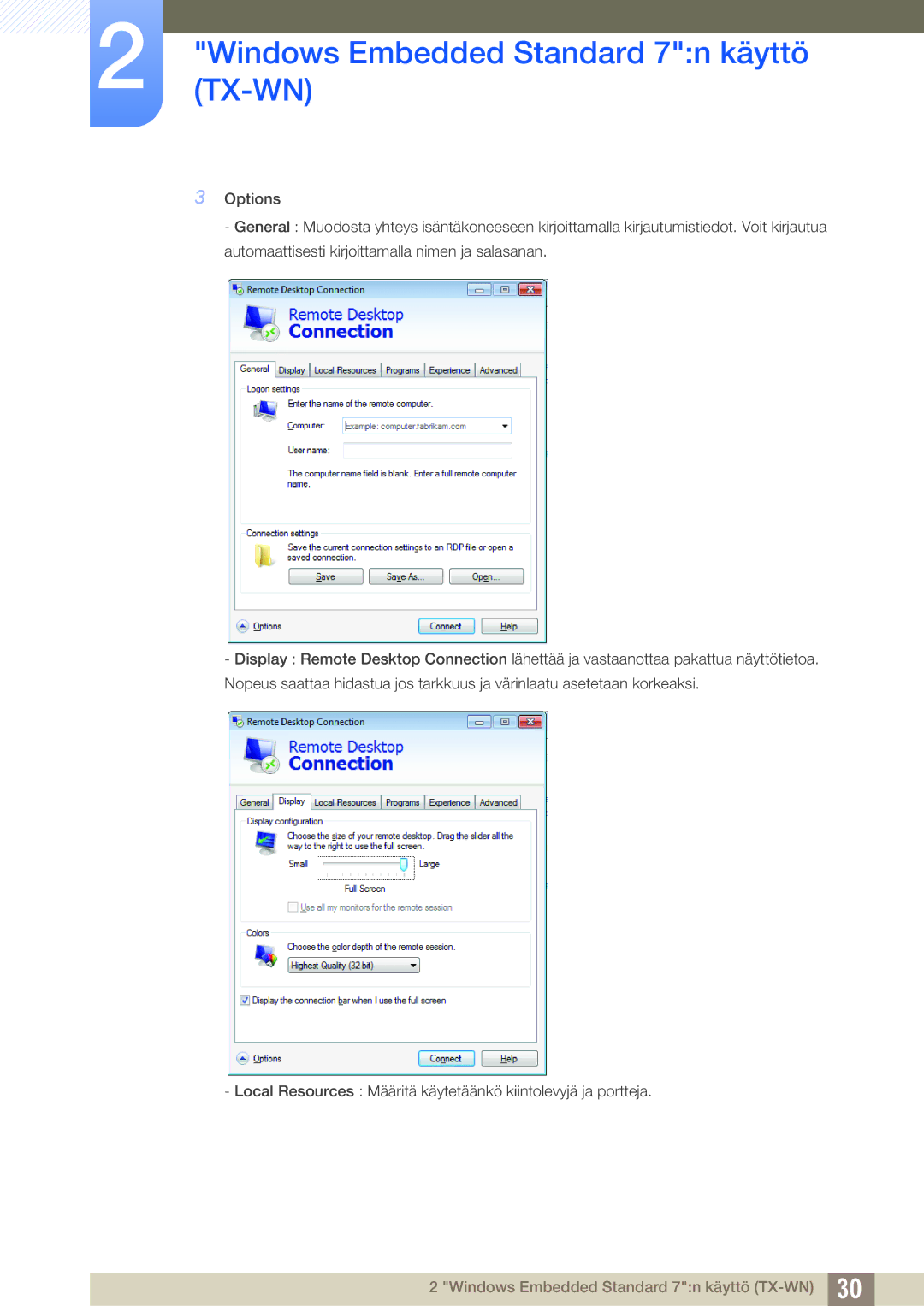 Samsung LF-TXWND/EN, LF-TXWNF/EN manual Windows Embedded Standard 7n käyttö TX-WN 