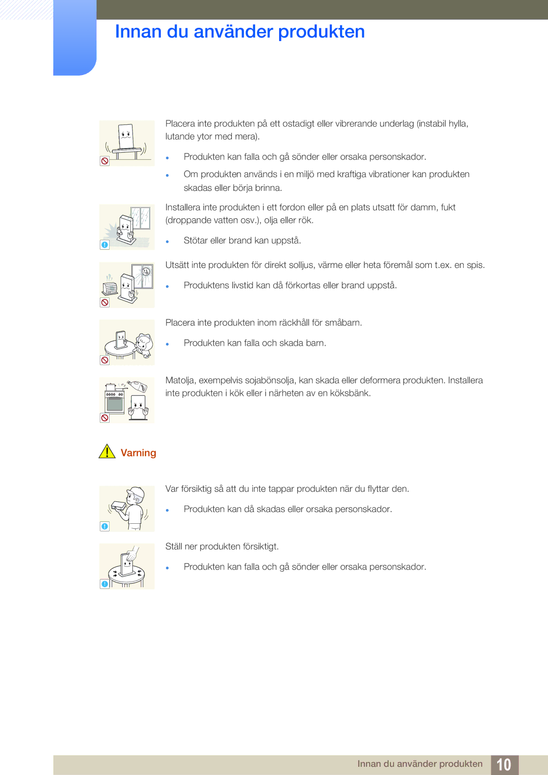 Samsung LF-TXWND/EN, LF-TXWNF/EN manual Stötar eller brand kan uppstå 