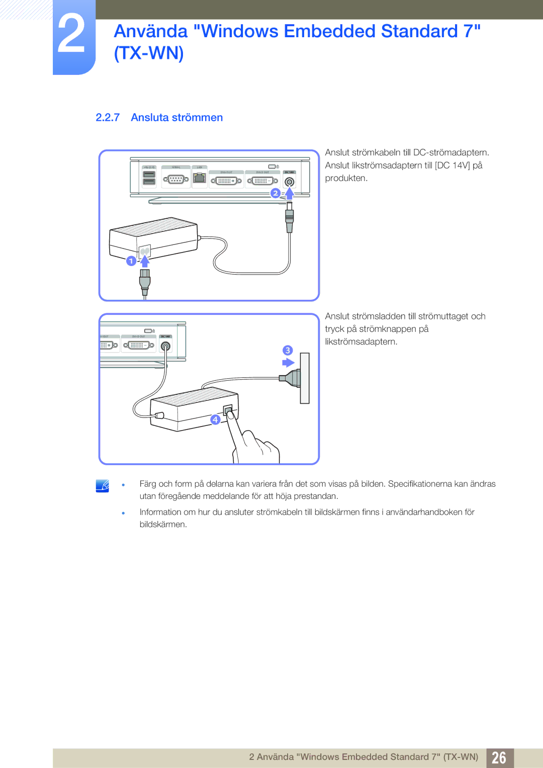 Samsung LF-TXWND/EN, LF-TXWNF/EN manual Ansluta strömmen 