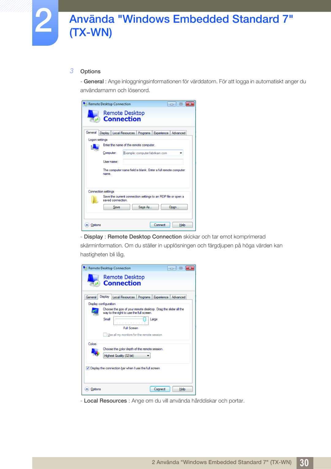 Samsung LF-TXWND/EN, LF-TXWNF/EN manual Använda Windows Embedded Standard 7 TX-WN 