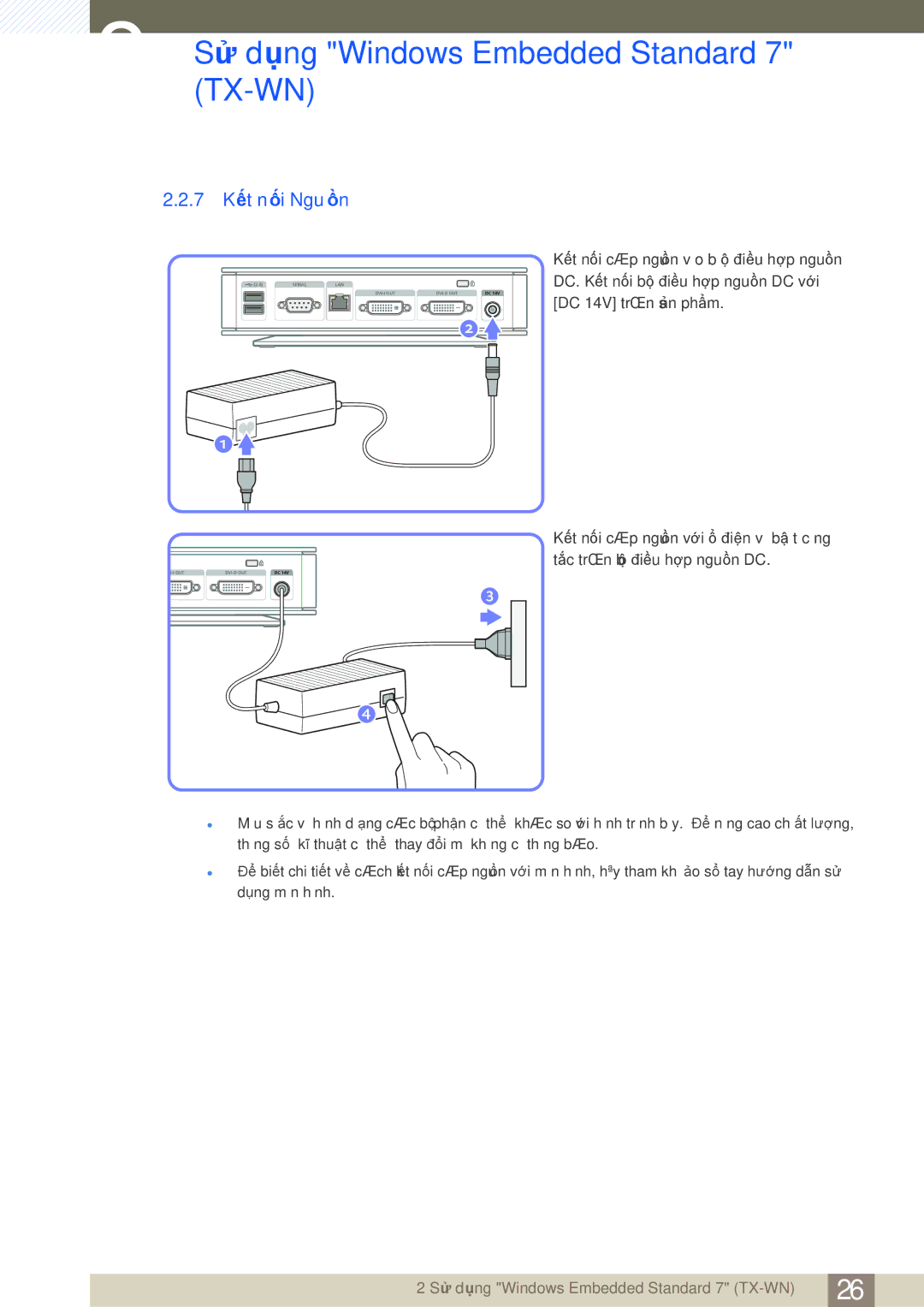 Samsung LF-TXWND/XY, LF-TXWNF/XY manual 7 Kết nối Nguồn 