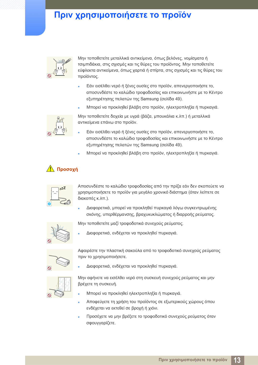 Samsung LF-TXWNF/EN manual Διαφορετικά, ενδέχεται να προκληθεί πυρκαγιά 