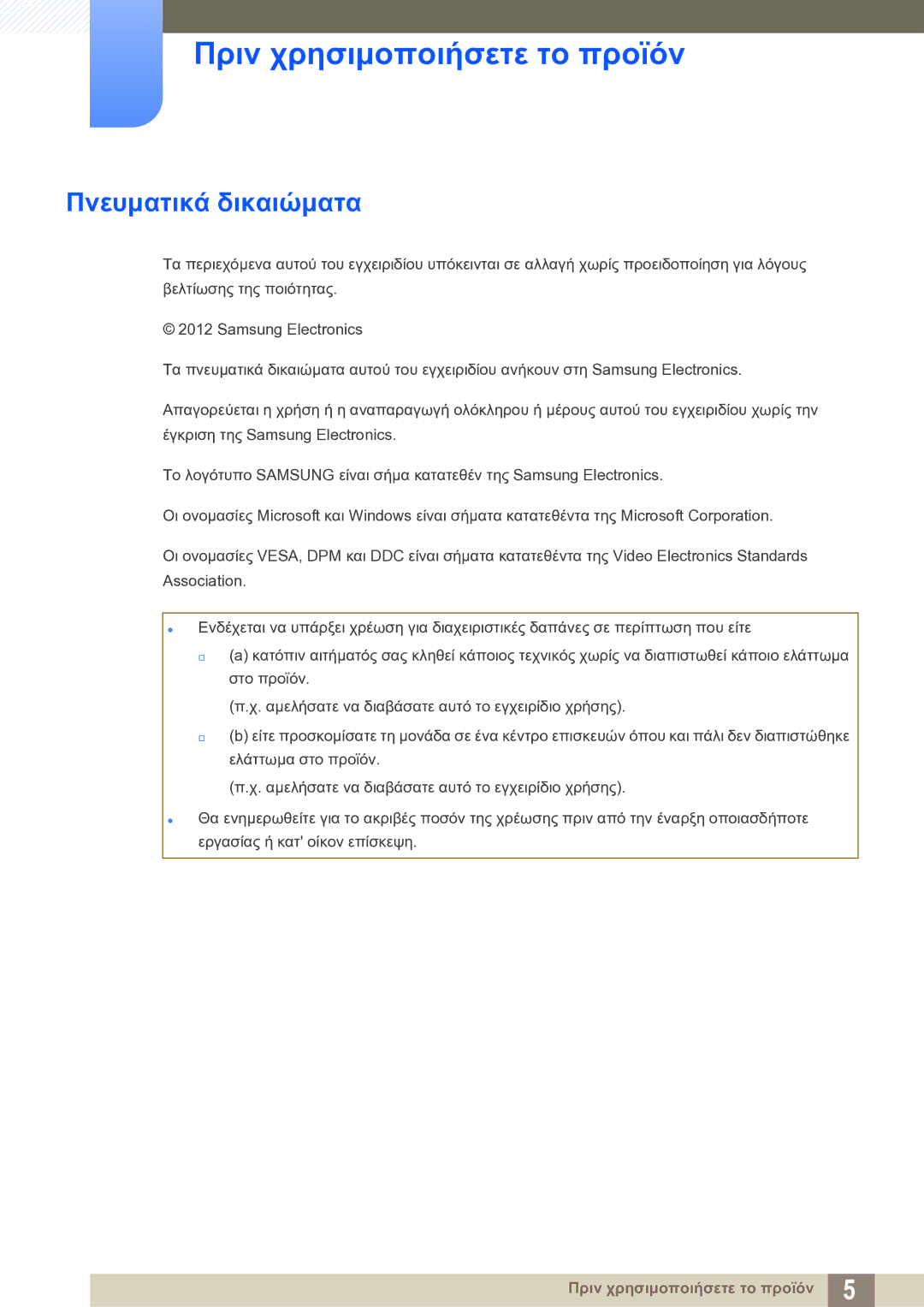 Samsung LF-TXWNF/EN manual Πριν χρησιμοποιήσετε το προϊόν, Πνευματικά δικαιώματα 