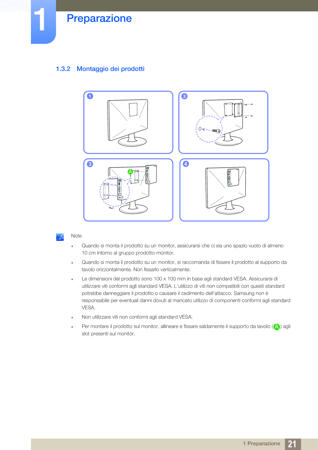 Samsung LF00FNXPFBZXEN manual Montaggio dei prodotti 