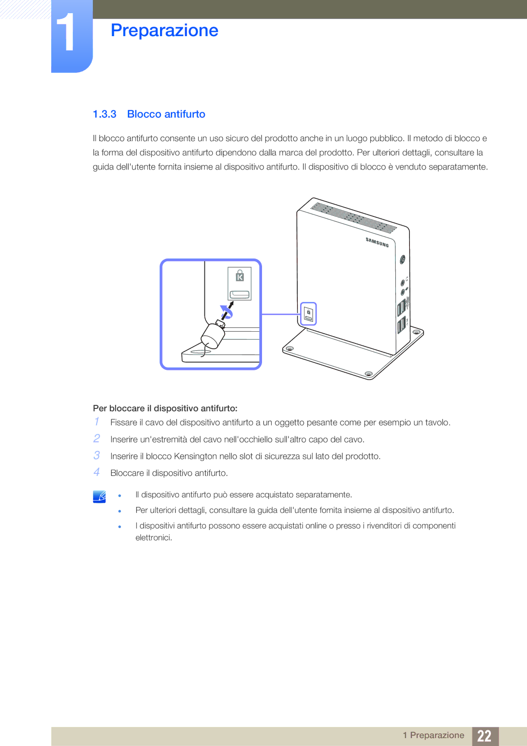 Samsung LF00FNXPFBZXEN manual Blocco antifurto 