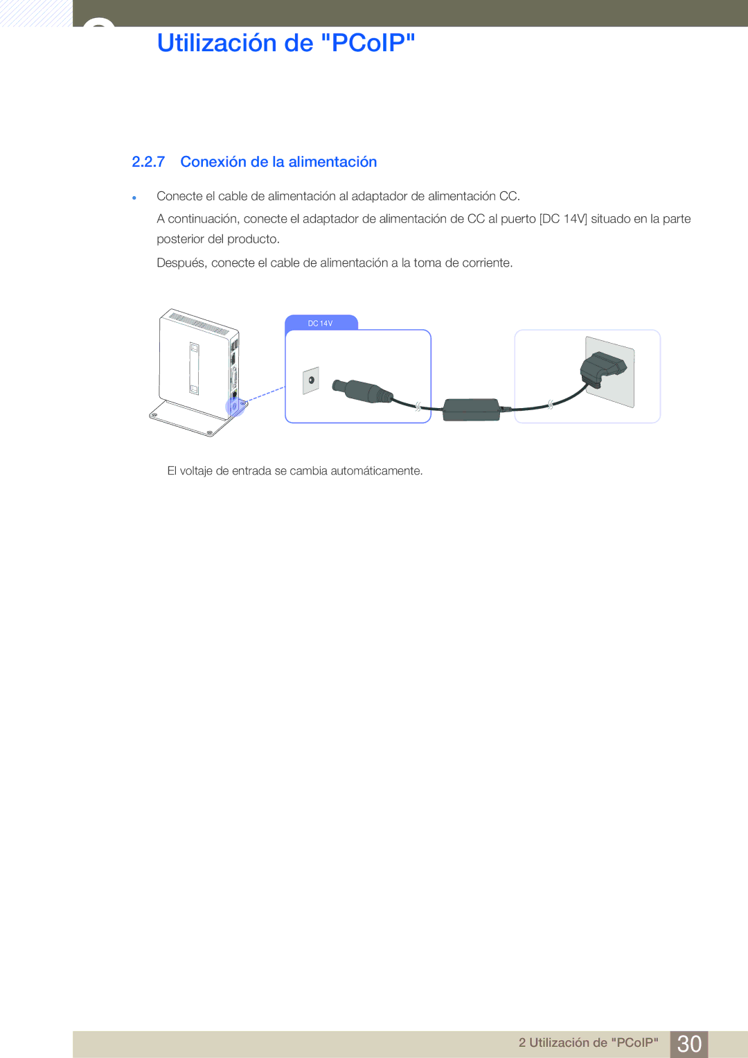 Samsung LF00FNXPFBZXEN manual Conexión de la alimentación 