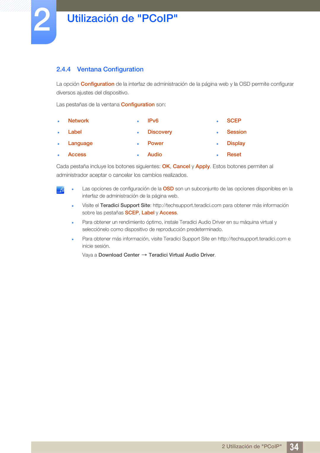 Samsung LF00FNXPFBZXEN manual Ventana Configuration, Network Label Language Access IPv6 Discovery Power Audio 