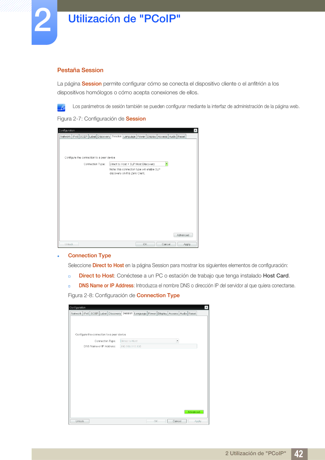 Samsung LF00FNXPFBZXEN manual Pestaña Session,  Connection Type 