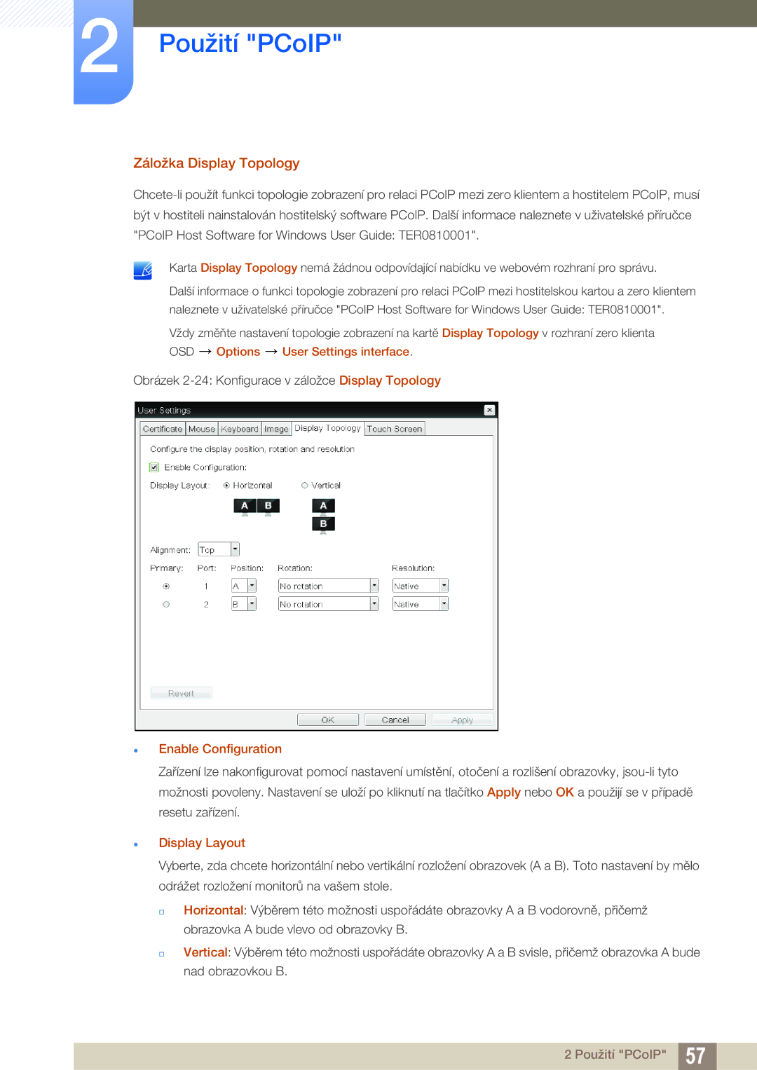 Samsung LF00FNXPFBZXEN manual Záložka Display Topology,  Enable Configuration,  Display Layout 