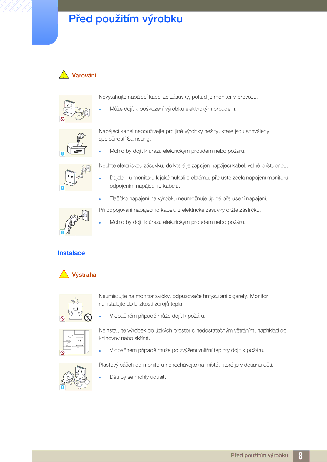 Samsung LF00FNXPFBZXEN manual Instalace, Varování 