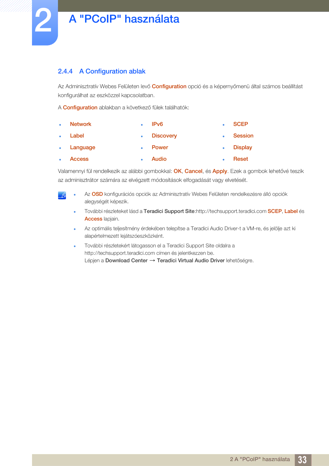 Samsung LF00FNXPFBZXEN manual Configuration ablak, Network Label Language Access IPv6 Discovery Power Audio 