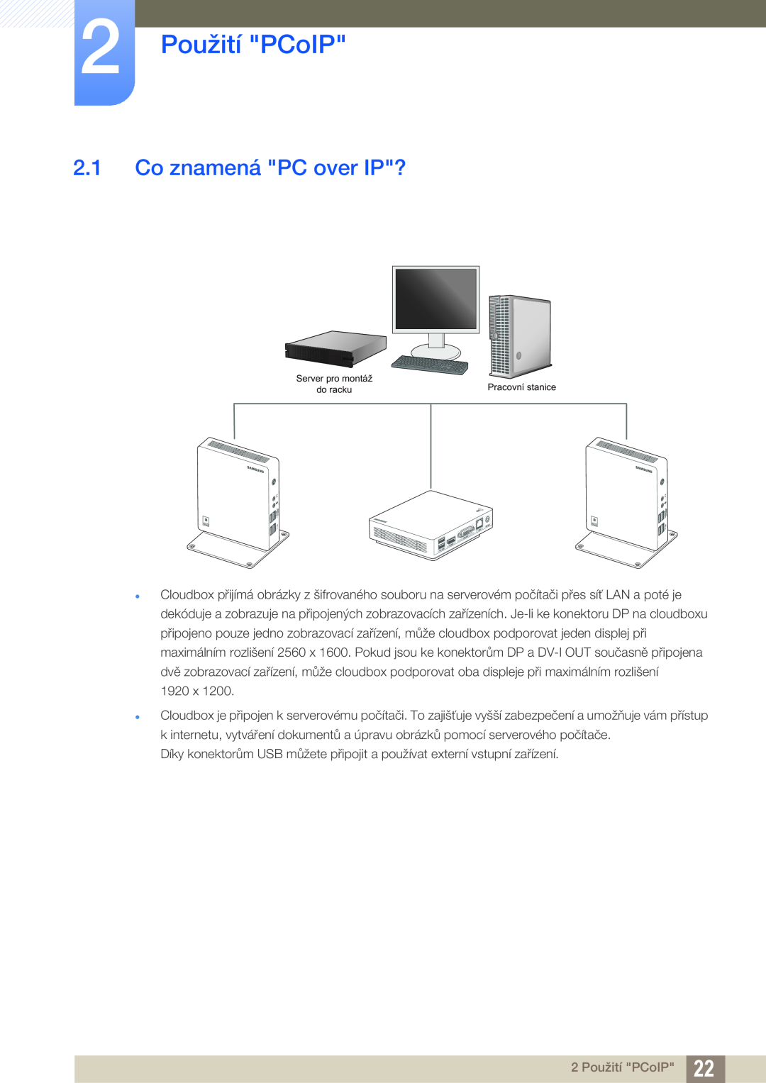 Samsung LF00FNXPFBZXEN manual 2 Použití PCoIP, Co znamená PC over IP? 
