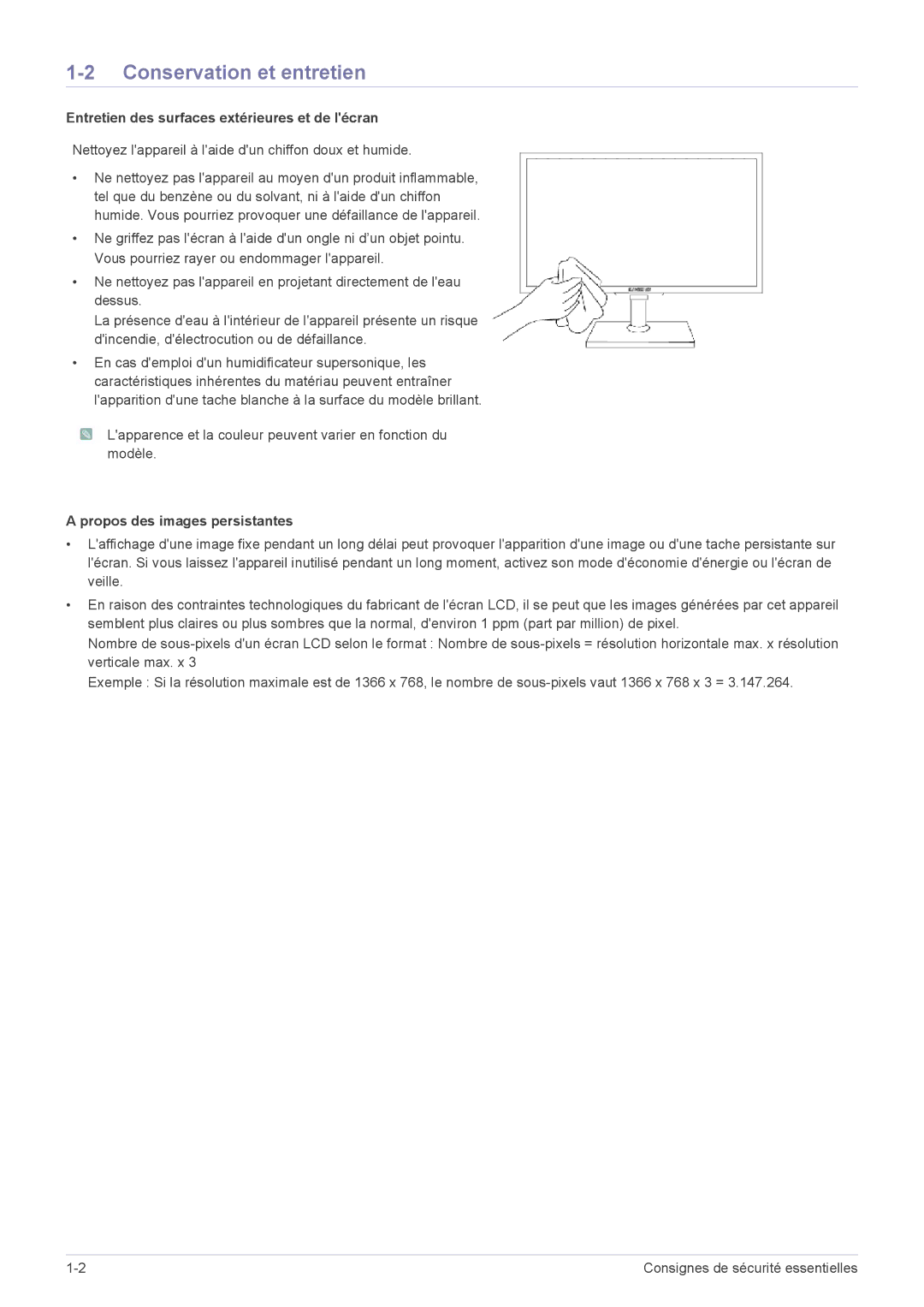 Samsung LF18TUSLBL/EN, LF18TUSLB3/EN manual Conservation et entretien, Entretien des surfaces extérieures et de lécran 