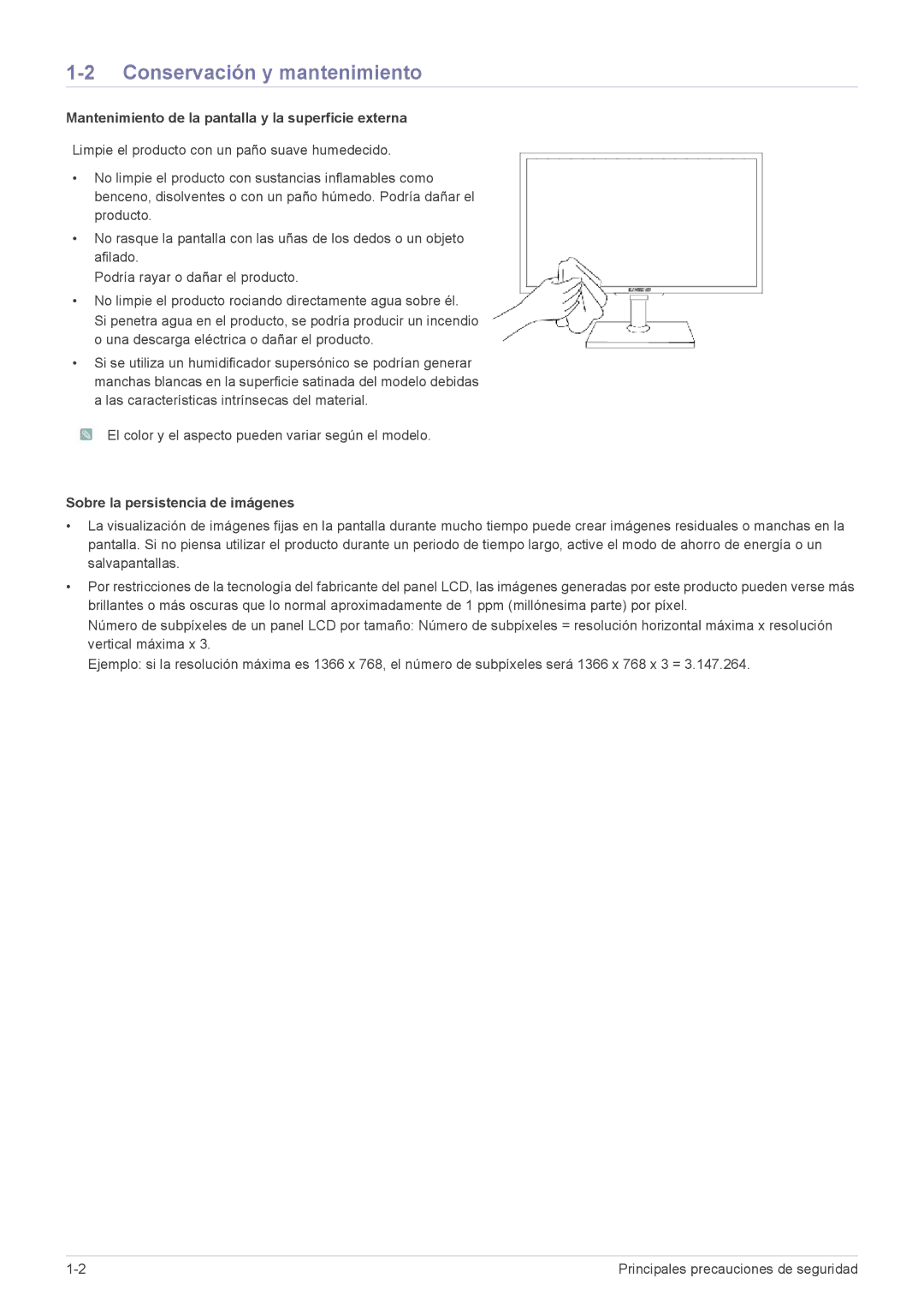 Samsung LF18TUSLBL/EN, LF18TUSLB3/EN Conservación y mantenimiento, Mantenimiento de la pantalla y la superficie externa 