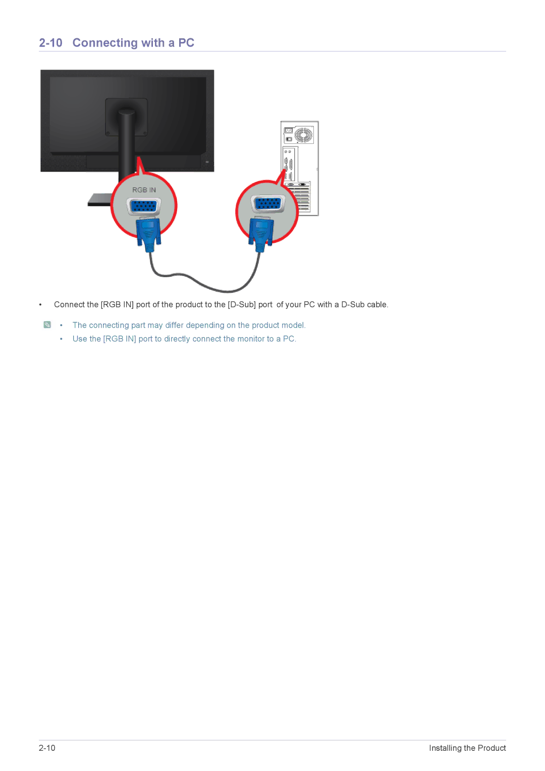 Samsung LF18TUSLBL/EN, LF18TUSLBM/EN, LF18TUSLB3/EN manual Connecting with a PC 