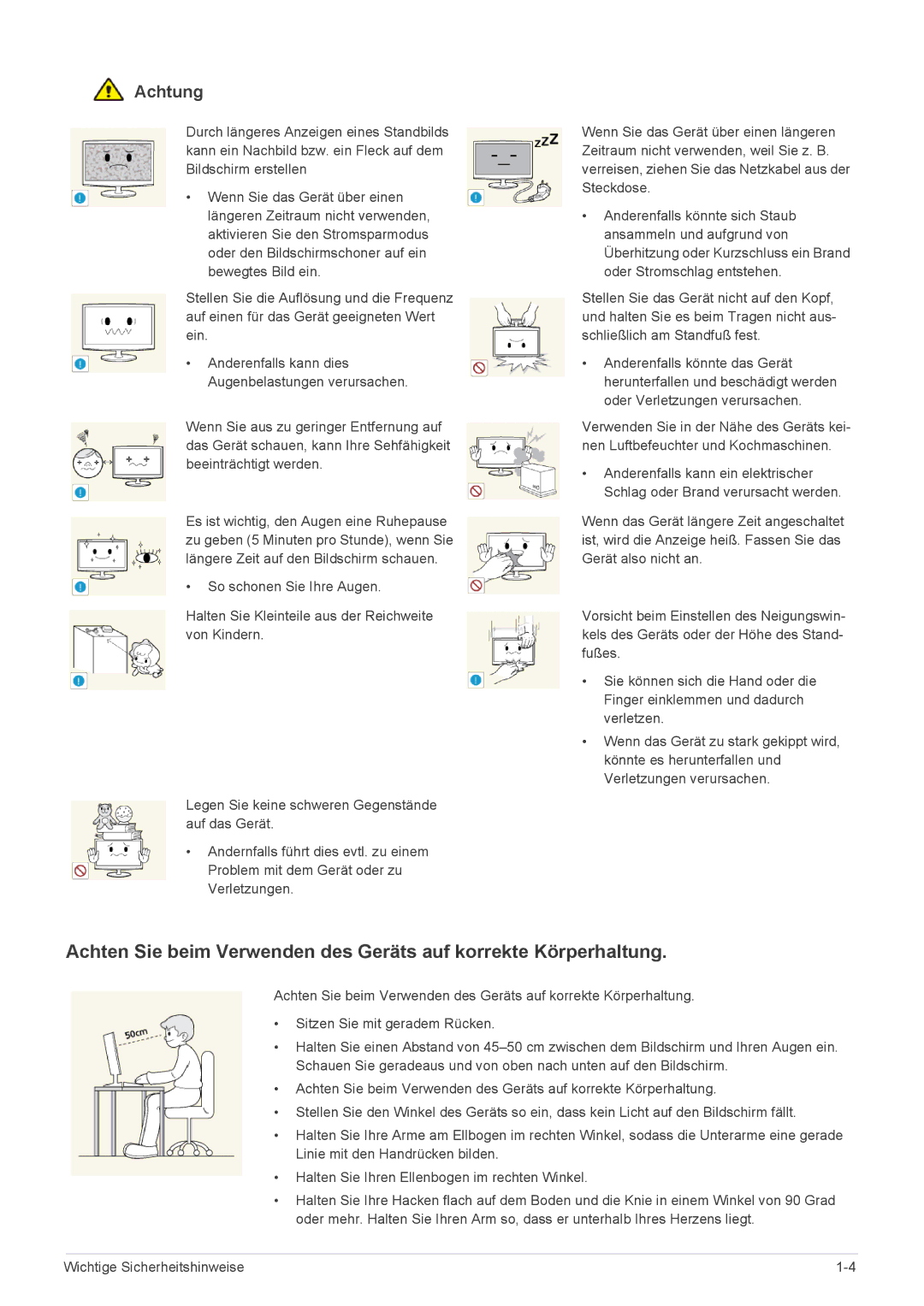 Samsung LF18TUSLBM/EN, LF18TUSLB3/EN manual Anderenfalls kann dies Augenbelastungen verursachen 