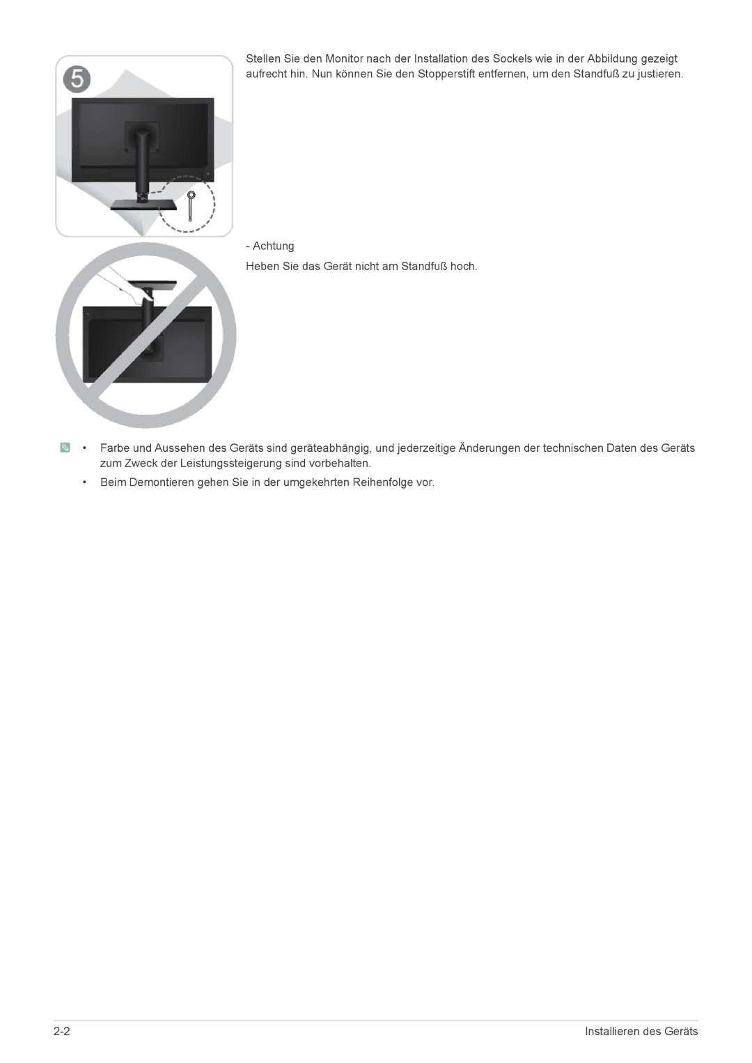 Samsung LF18TUSLB3/EN, LF18TUSLBM/EN manual Installieren des Geräts 