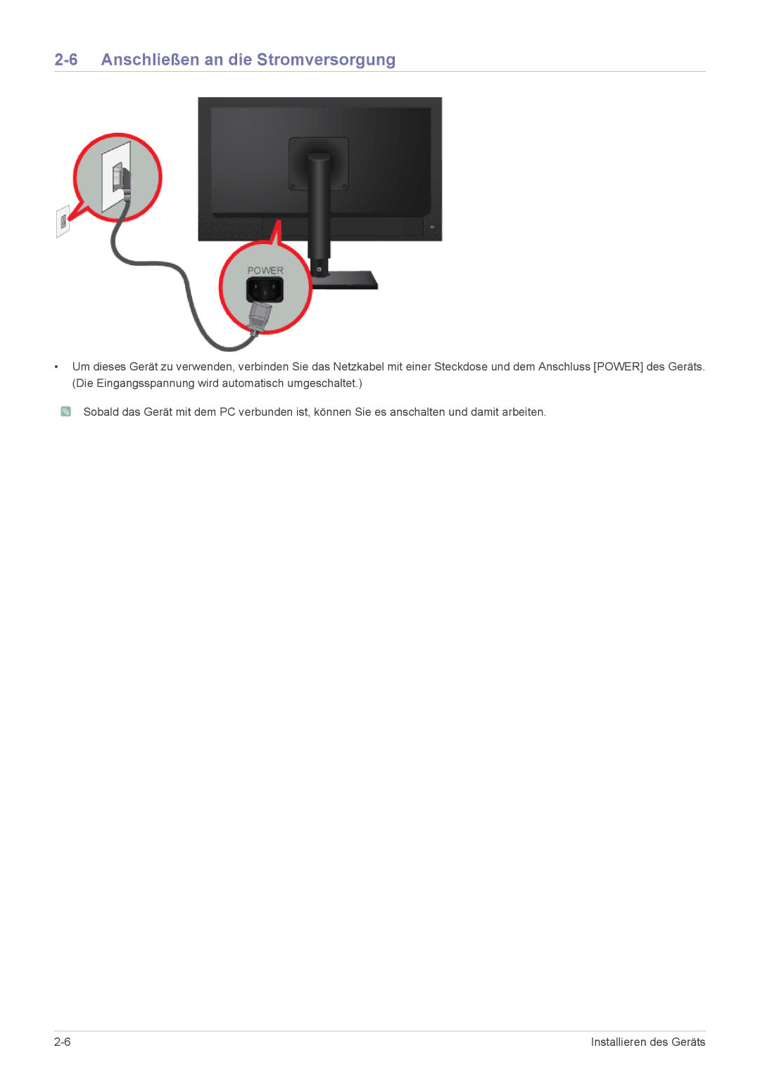 Samsung LF18TUSLB3/EN, LF18TUSLBM/EN manual Anschließen an die Stromversorgung 