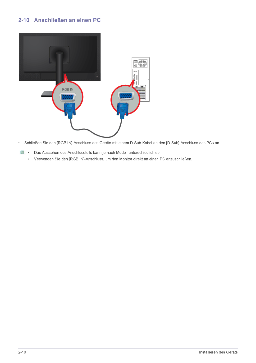 Samsung LF18TUSLB3/EN, LF18TUSLBM/EN manual Anschließen an einen PC 