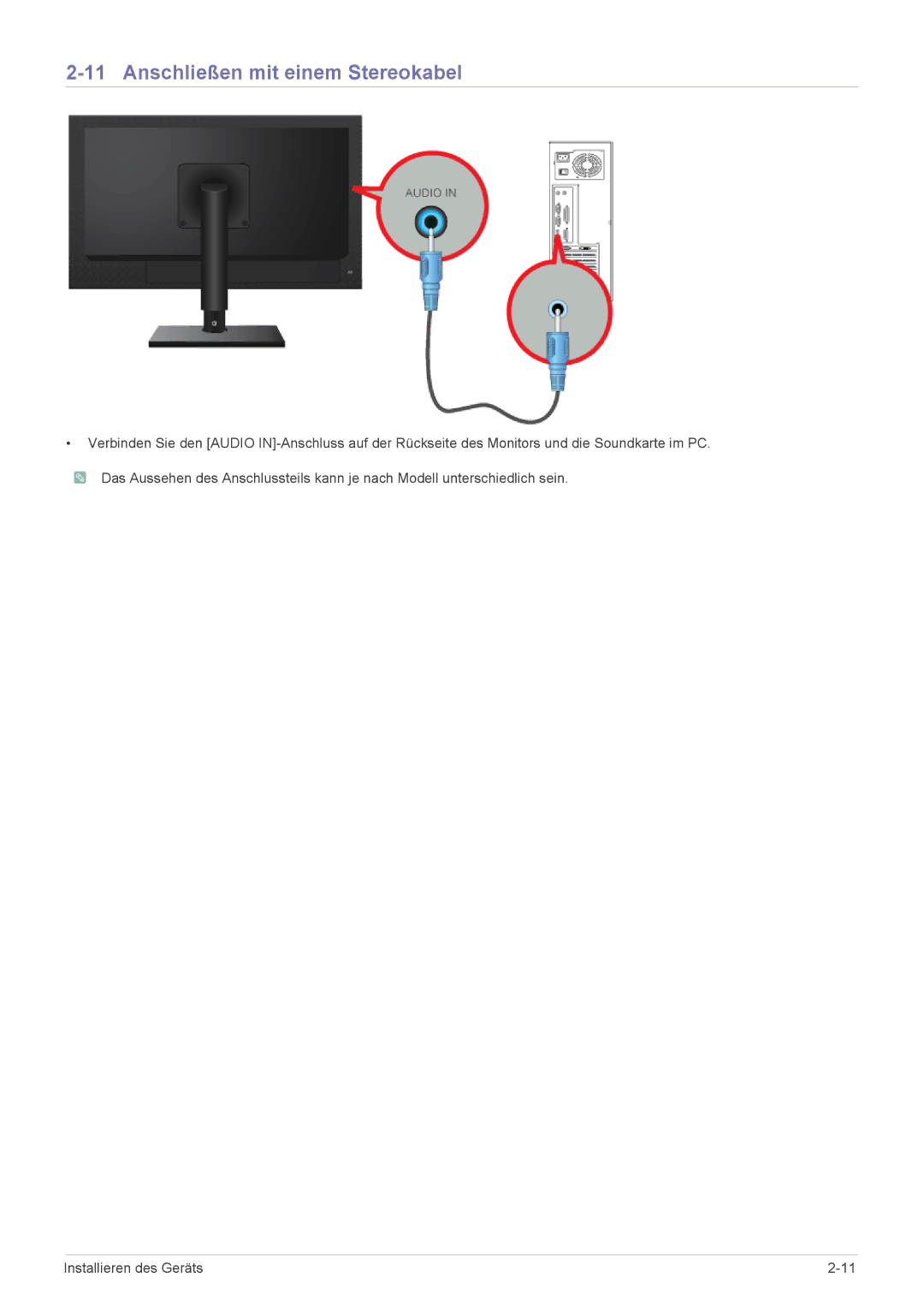 Samsung LF18TUSLBM/EN, LF18TUSLB3/EN manual Anschließen mit einem Stereokabel 