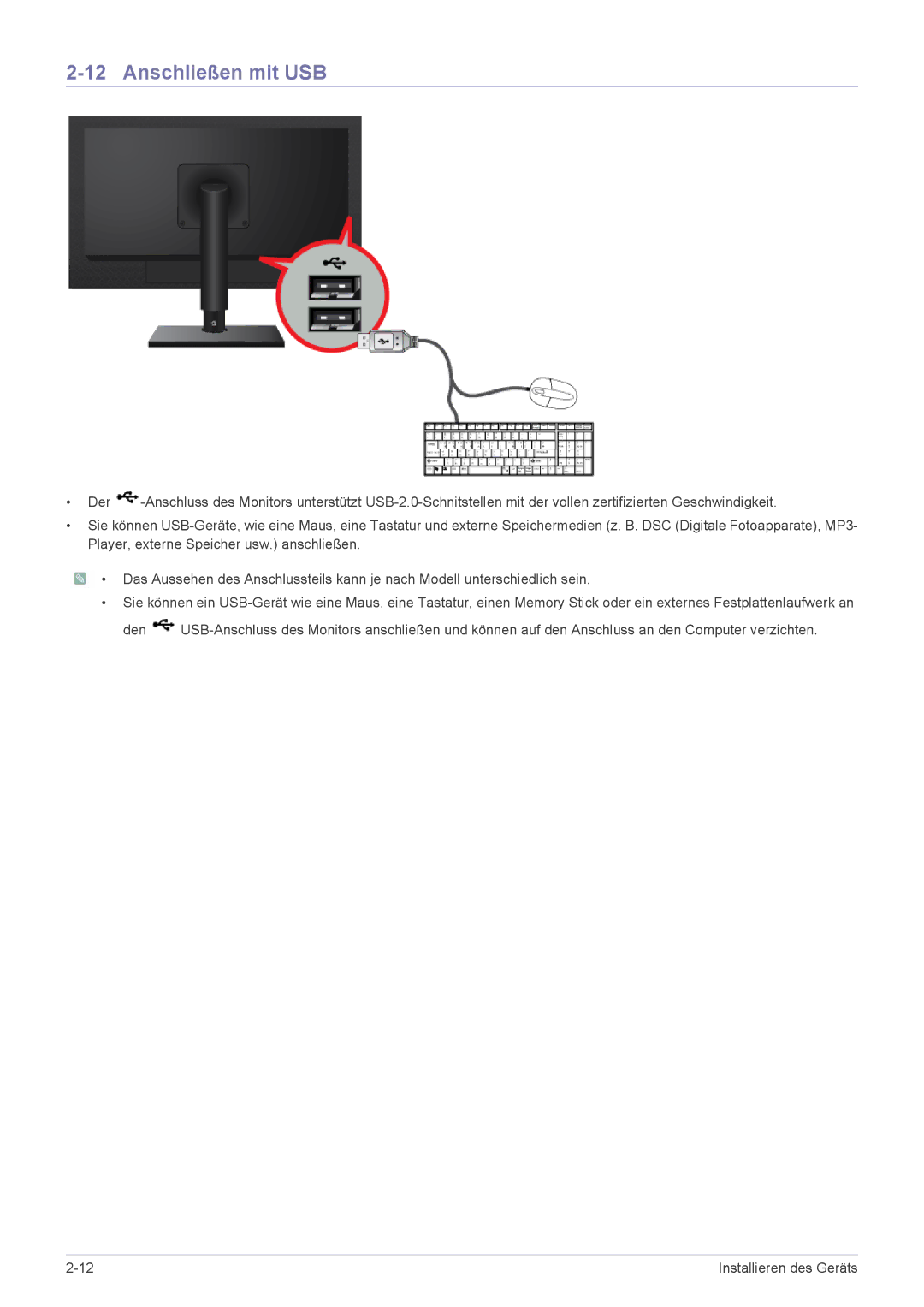 Samsung LF18TUSLB3/EN, LF18TUSLBM/EN manual Anschließen mit USB 