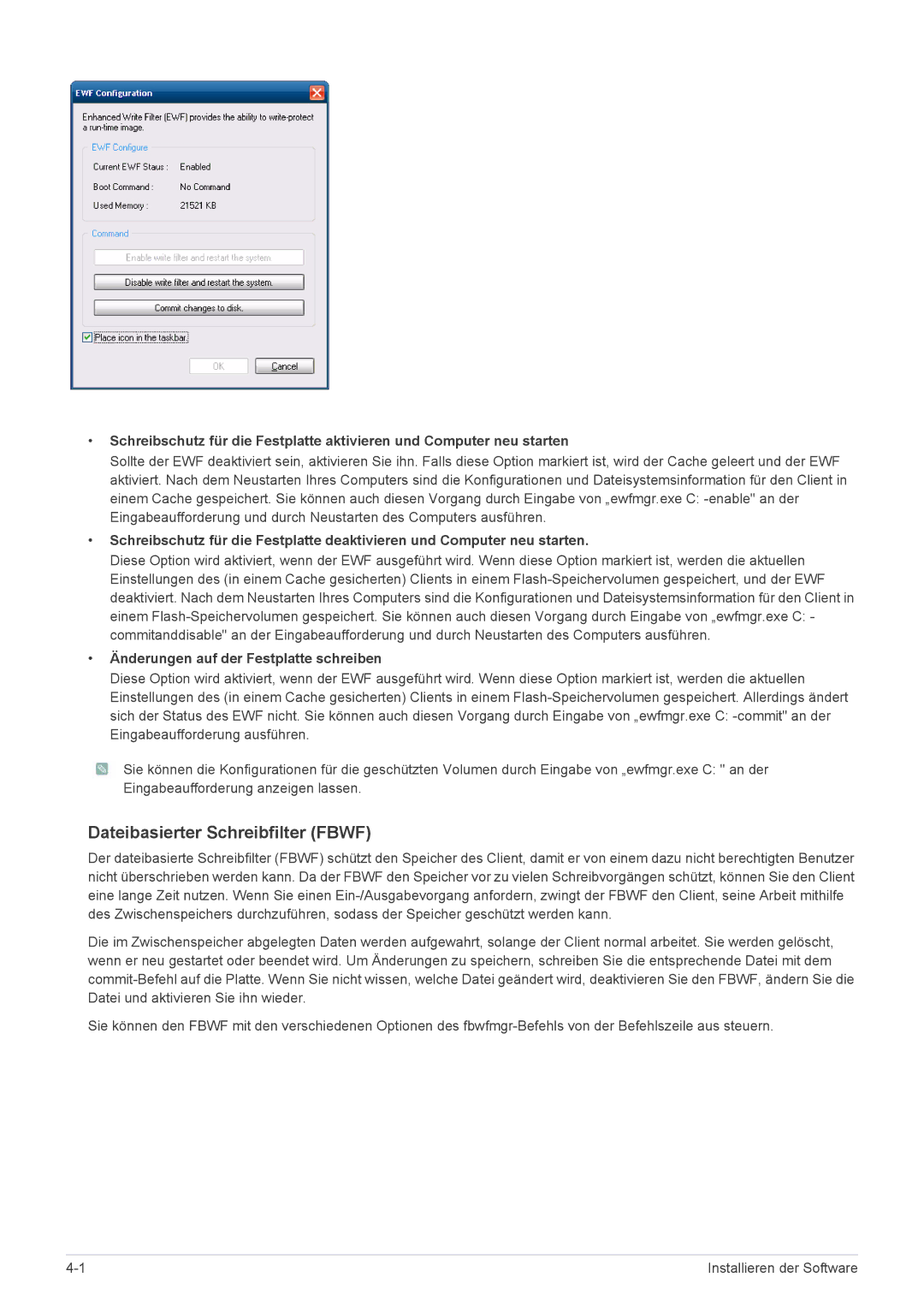 Samsung LF18TUSLB3/EN, LF18TUSLBM/EN manual Dateibasierter Schreibfilter Fbwf, Änderungen auf der Festplatte schreiben 