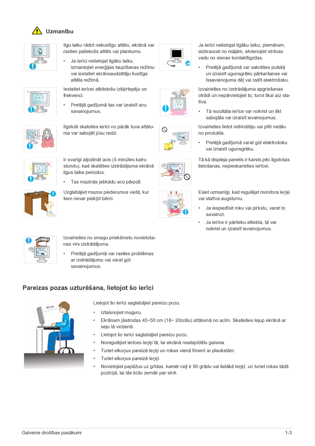 Samsung LF19MGSLBP/EN manual Pareizas pozas uzturēšana, lietojot šo ierīci 