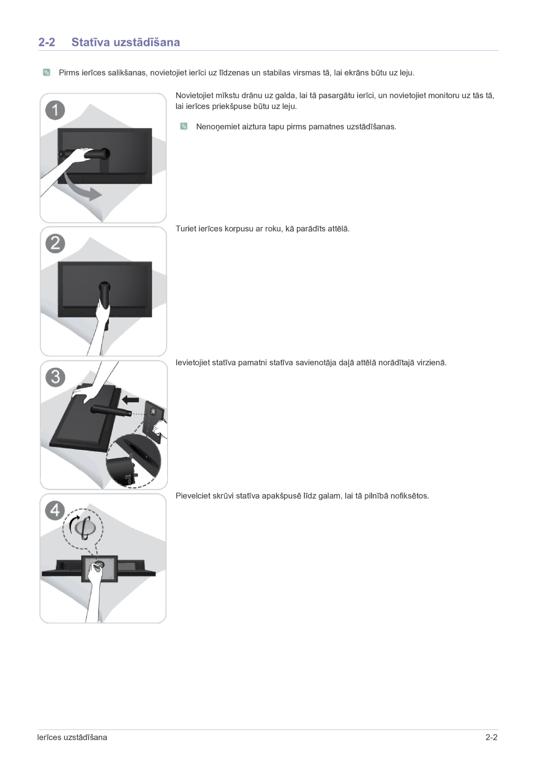 Samsung LF19MGSLBP/EN manual Statīva uzstādīšana 