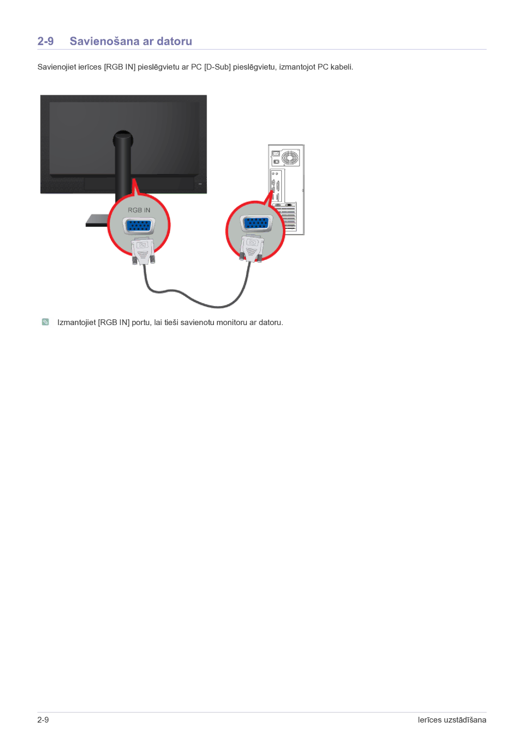 Samsung LF19MGSLBP/EN manual Savienošana ar datoru 