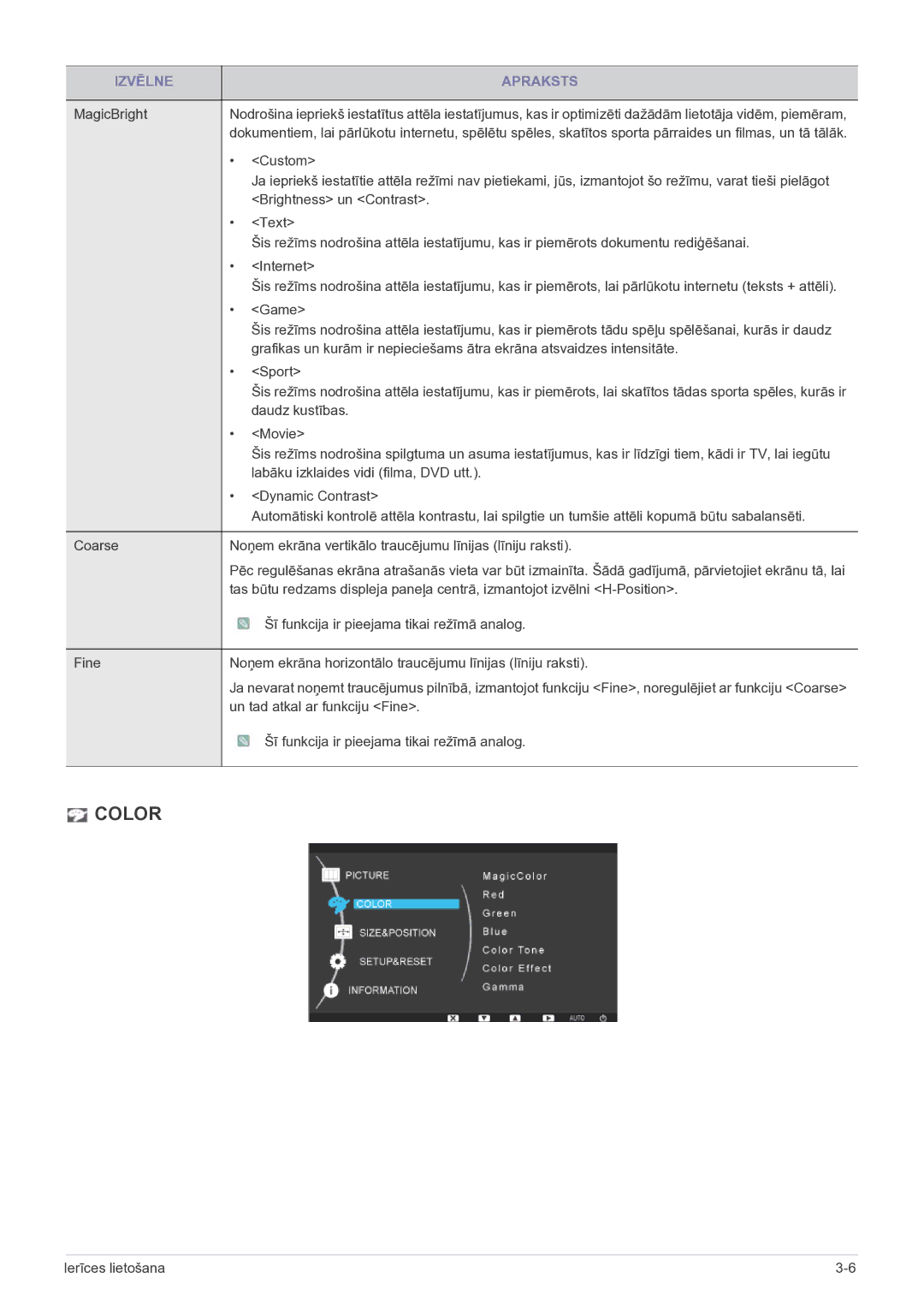 Samsung LF19MGSLBP/EN manual Color 