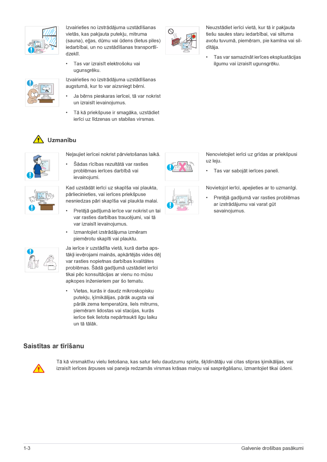 Samsung LF19MGSLBP/EN manual Saistītas ar tīrīšanu 