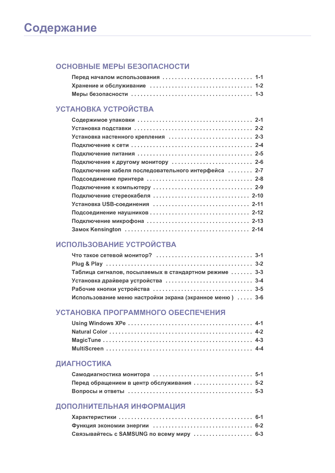 Samsung LF19MGSLBP/EN manual Содержание, Установка Устройства 