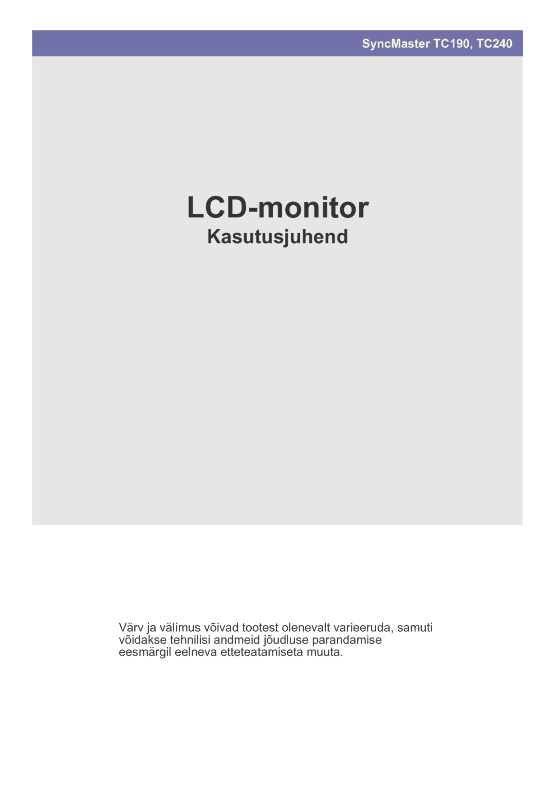 Samsung LF19MGSLBP/EN manual LCD Monitoriaus 