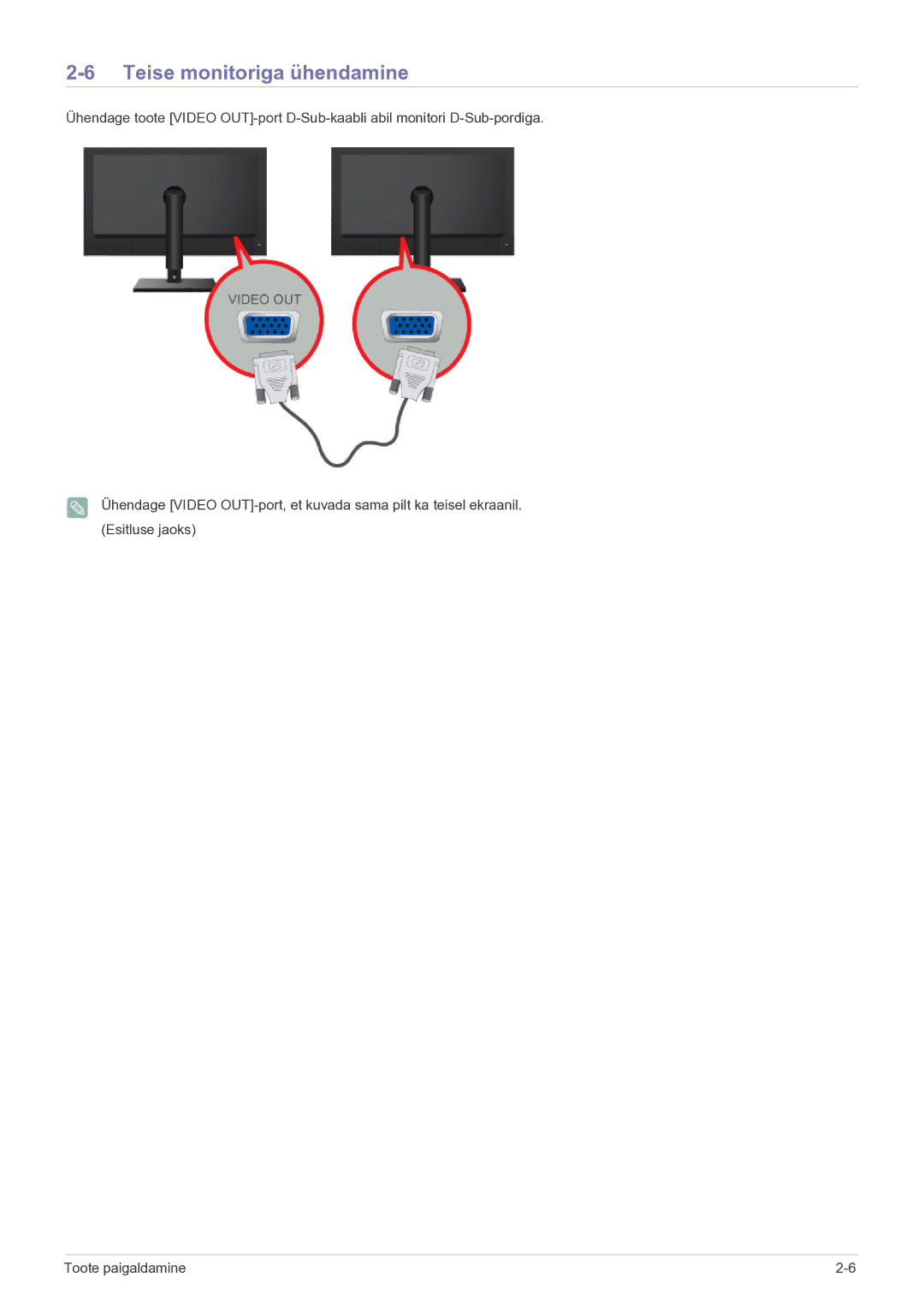 Samsung LF19MGSLBP/EN manual Teise monitoriga ühendamine 