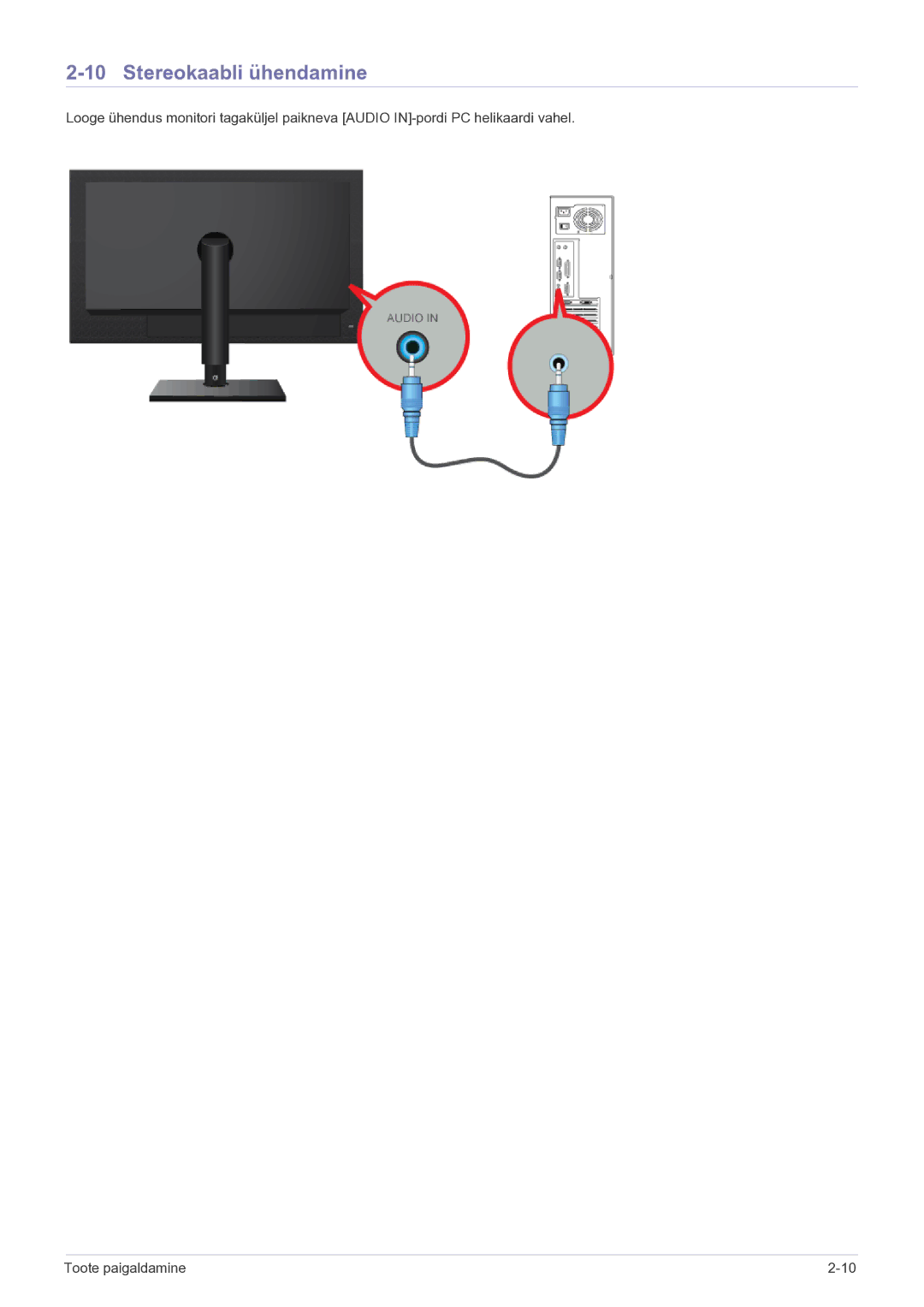 Samsung LF19MGSLBP/EN manual Stereokaabli ühendamine 