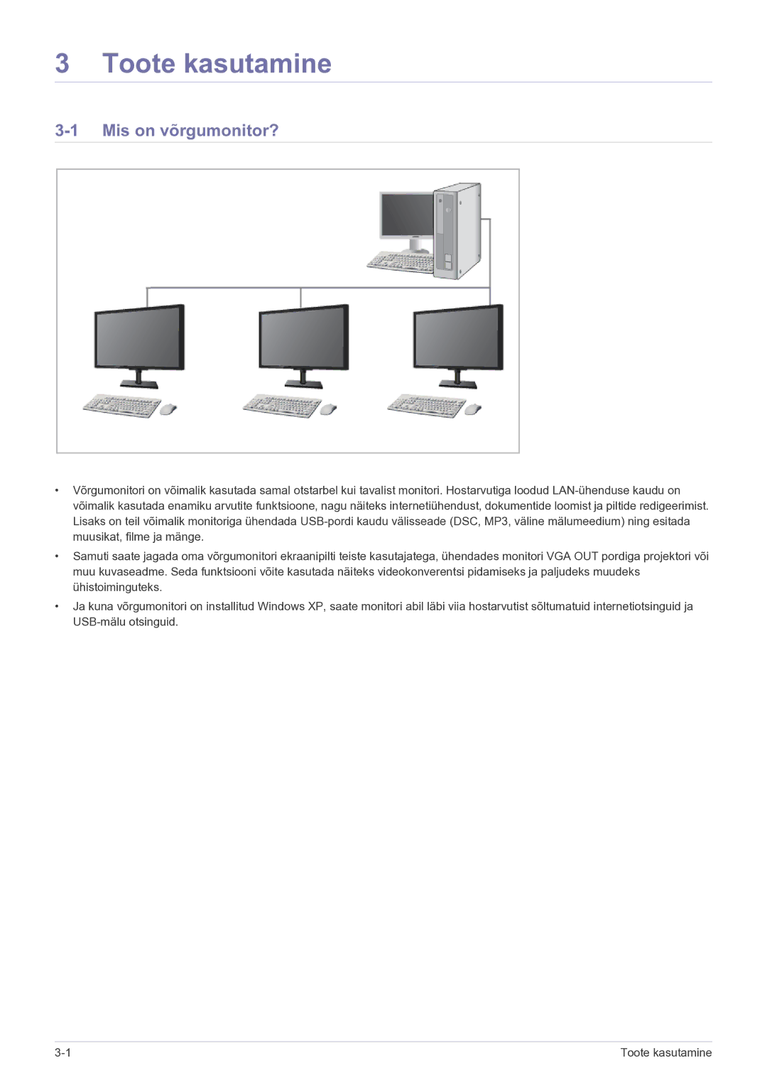 Samsung LF19MGSLBP/EN manual Toote kasutamine, Mis on võrgumonitor? 