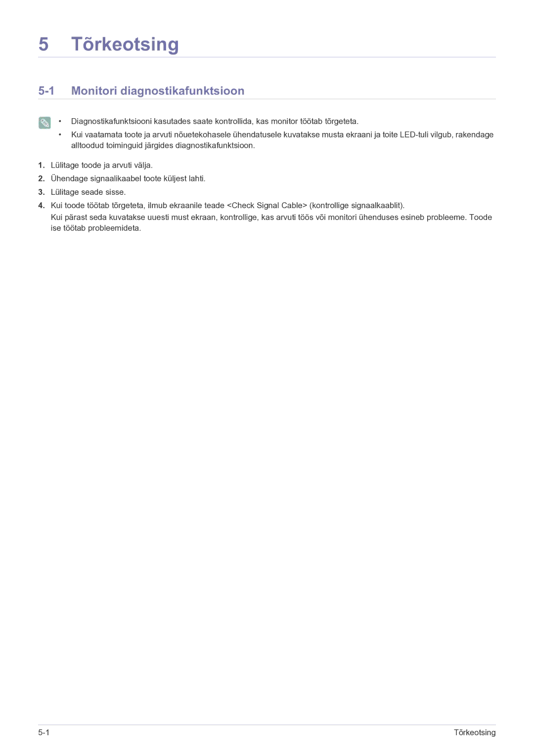 Samsung LF19MGSLBP/EN manual Tõrkeotsing, Monitori diagnostikafunktsioon 