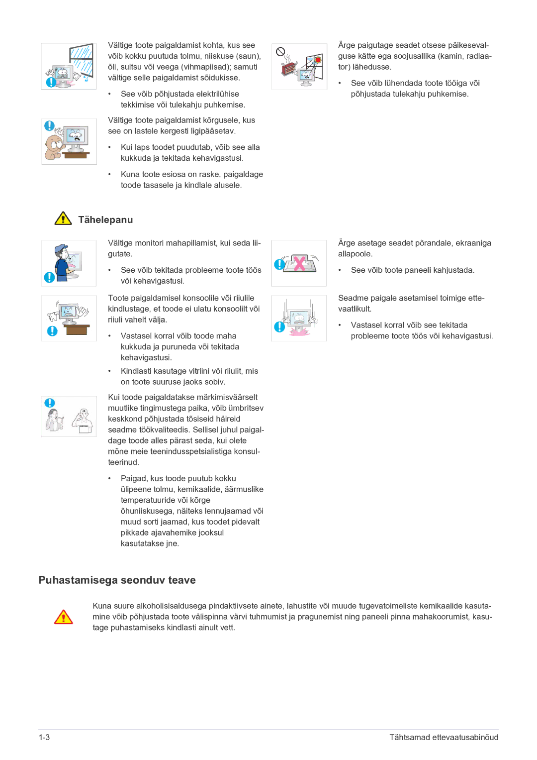 Samsung LF19MGSLBP/EN manual Puhastamisega seonduv teave 