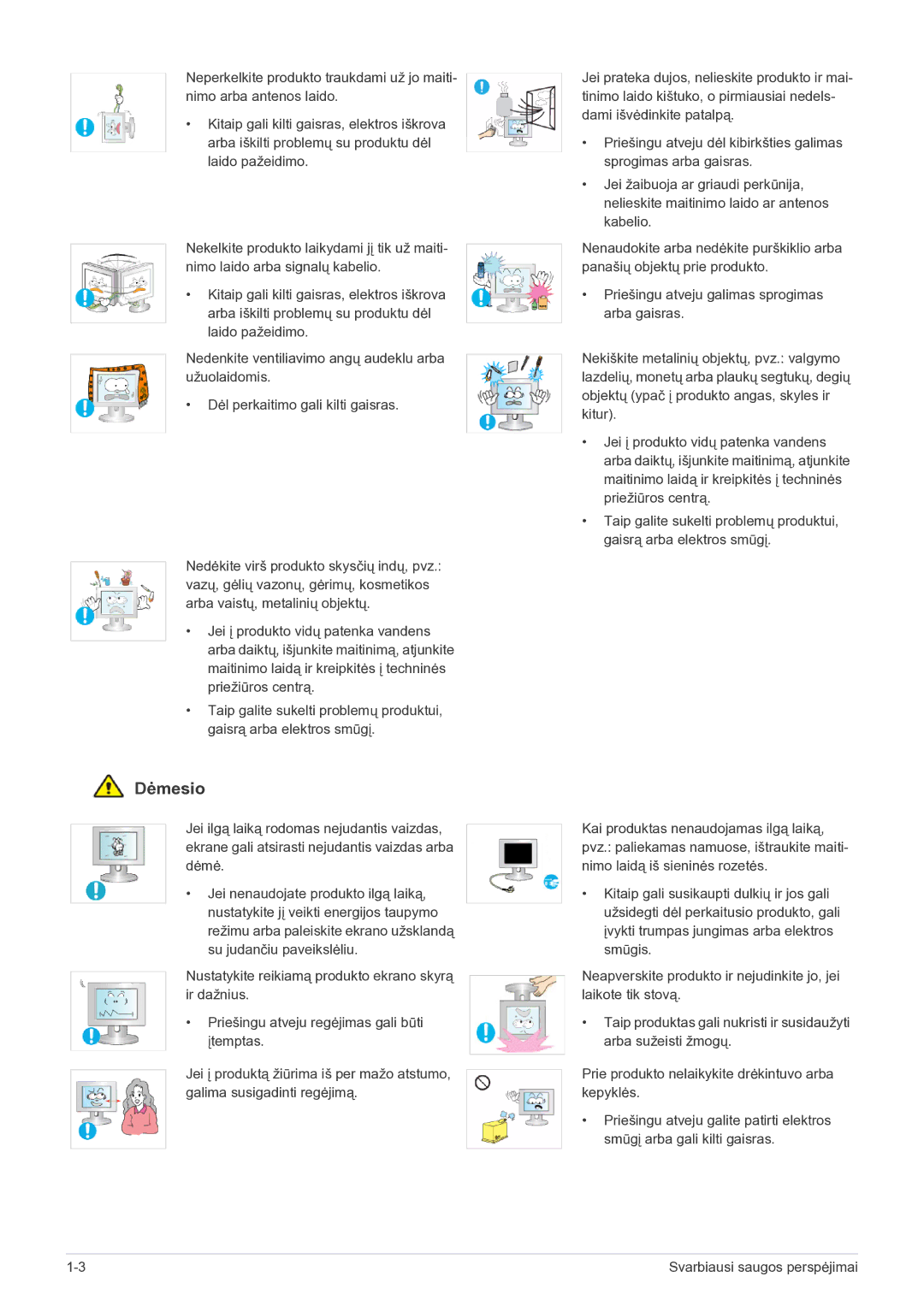 Samsung LF19MGSLBP/EN manual Dėmesio 