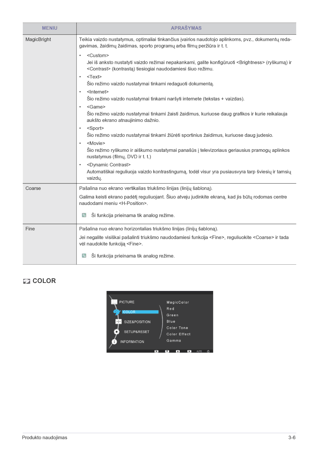 Samsung LF19MGSLBP/EN manual Color 