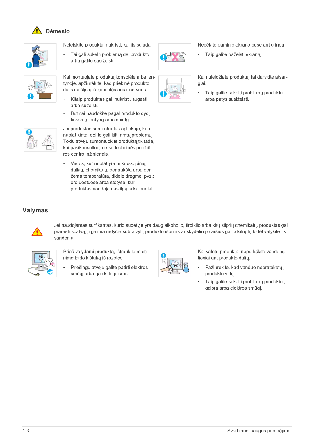 Samsung LF19MGSLBP/EN manual Valymas 