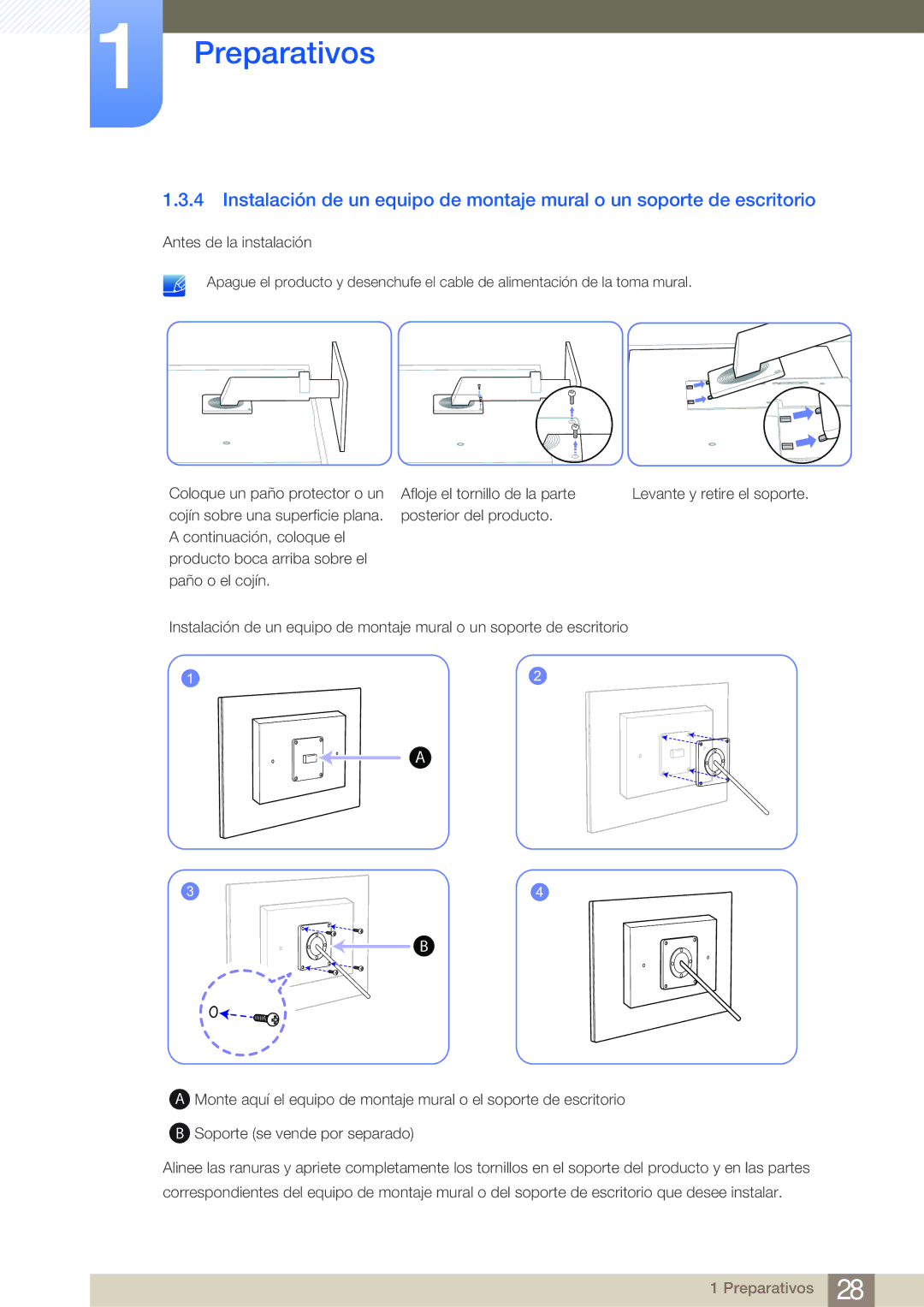 Samsung LF24NEBHBNM/EN, LF19NEBHBNM/EN, LF24FN1PFBZXEN manual Preparativos 