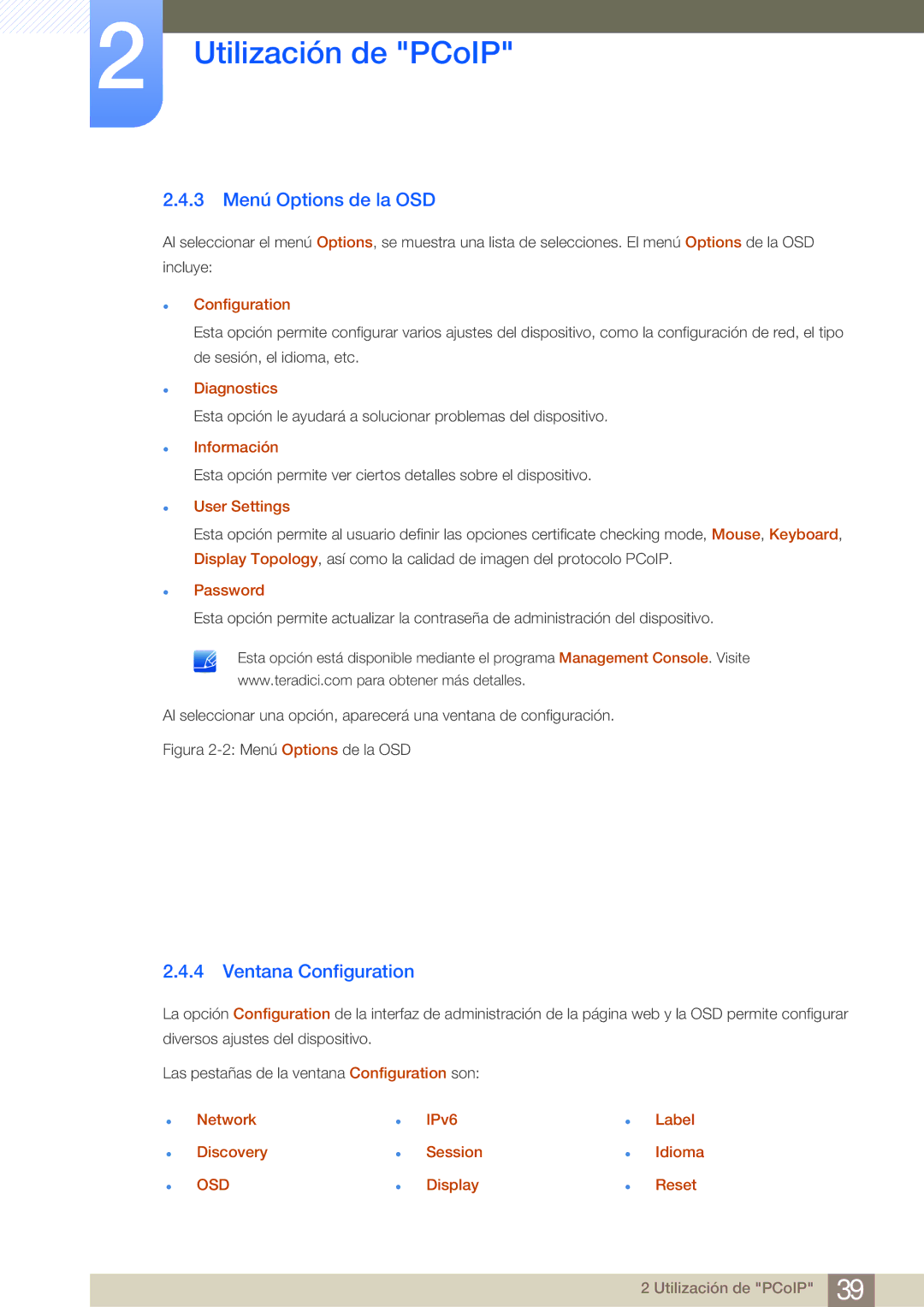 Samsung LF19NEBHBNM/EN, LF24NEBHBNM/EN, LF24FN1PFBZXEN manual 3 Menú Options de la OSD, Ventana Configuration 