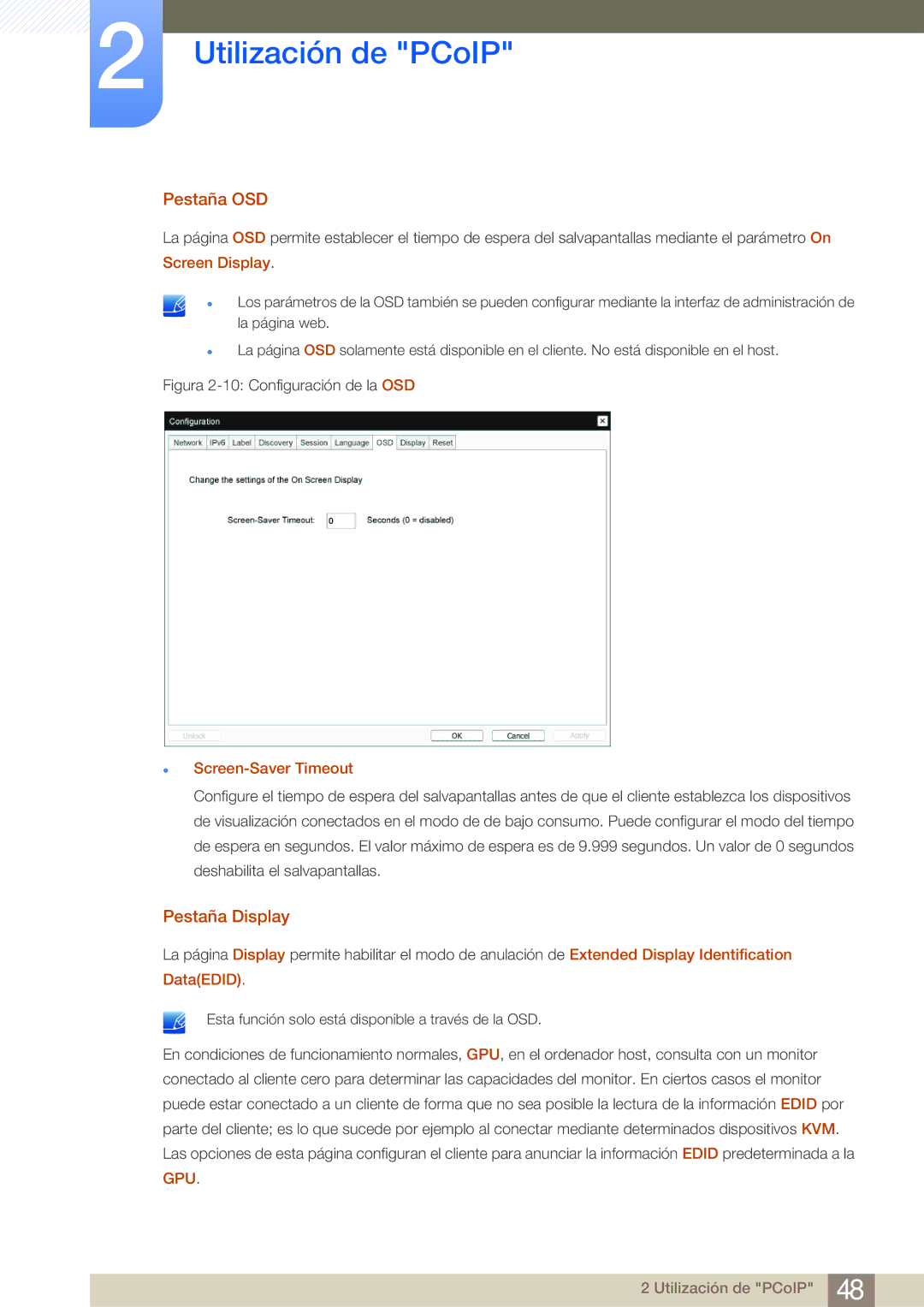 Samsung LF19NEBHBNM/EN, LF24NEBHBNM/EN, LF24FN1PFBZXEN Pestaña OSD, Pestaña Display, Screen Display, Screen-Saver Timeout 