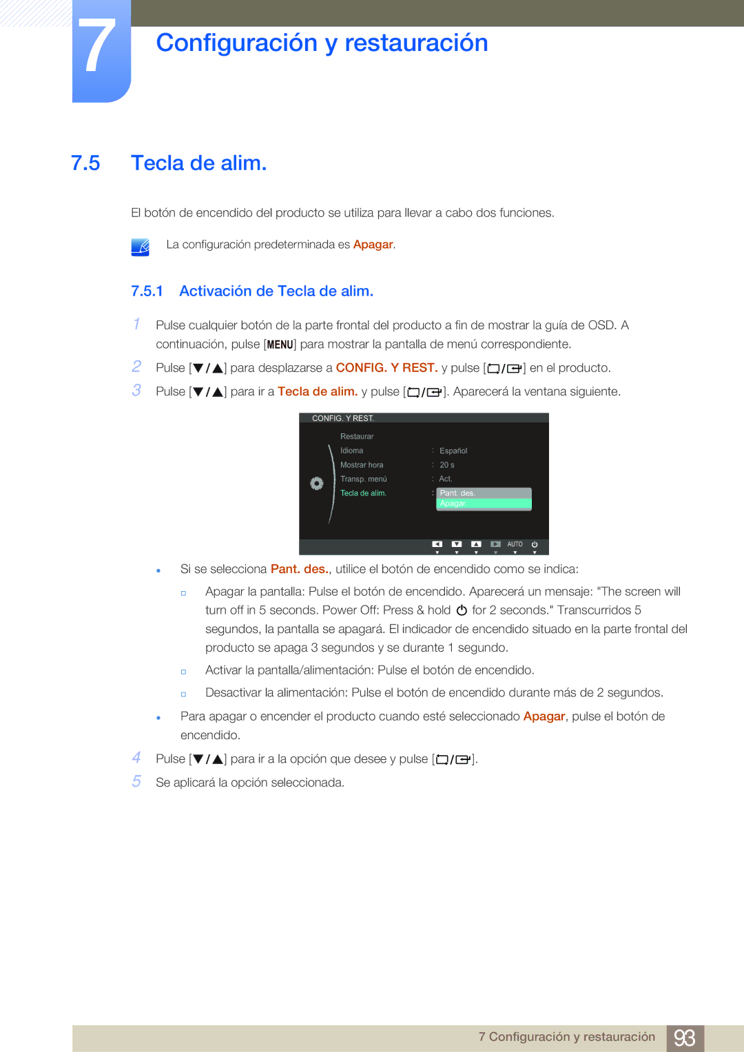 Samsung LF19NEBHBNM/EN, LF24NEBHBNM/EN, LF24FN1PFBZXEN manual Activación de Tecla de alim 